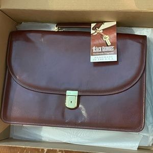 Jack Georges Leather Briefcase Cognac